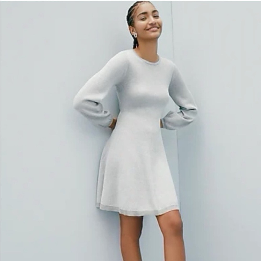 New J.Crew Women’s Lurex Back Twist Silver Dress Grey Xxs